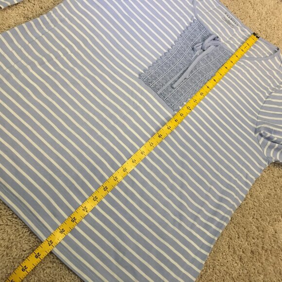 Talbots Cotton Modal Stripes & Lace Tie Up Top - Picture 12 of 14